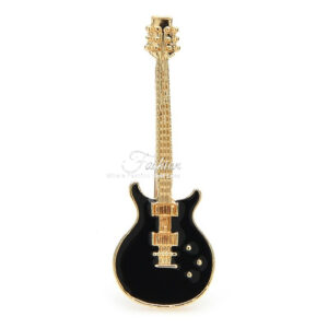 Sound of Music Black Gold Guitar Brooch