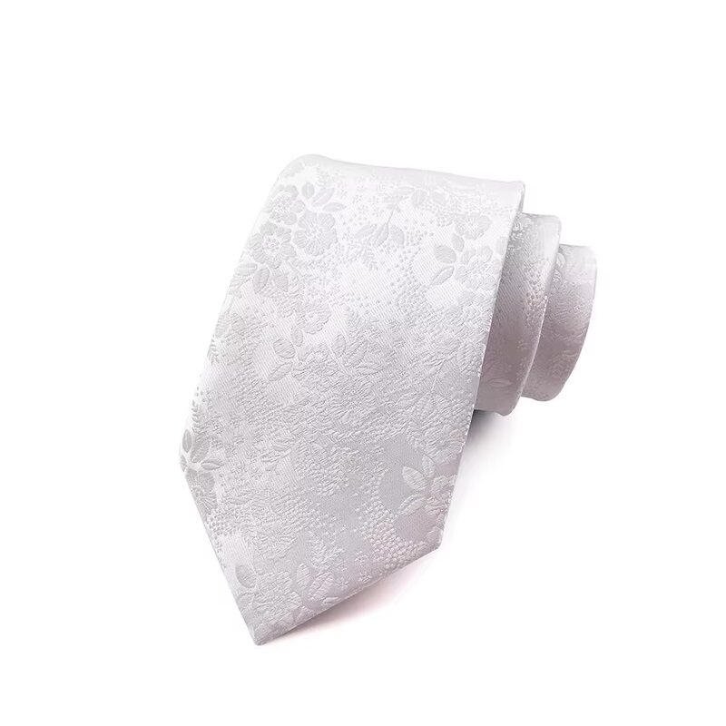 Heritage Botanica Floral Necktie: Crispy White Blossom