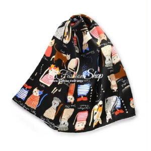 Calico Cat Day Square Silk Cat Printed Black