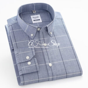 Men's Cotton Plaid Formal Shirt Green Grey