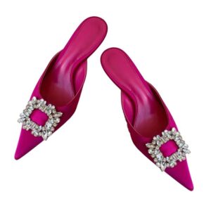 Starlight Rhinestone Pointed-Toe Sandals Fuchsia Pink