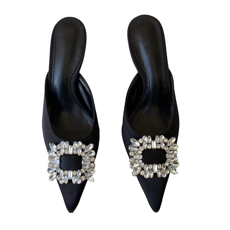 Starlight Rhinestone Pointed-Toe Sandals 2″ Heel