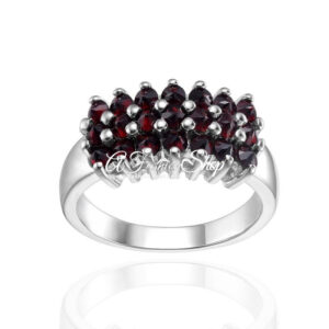 Gemstone Band Trinity Ring January/Black Garnet
