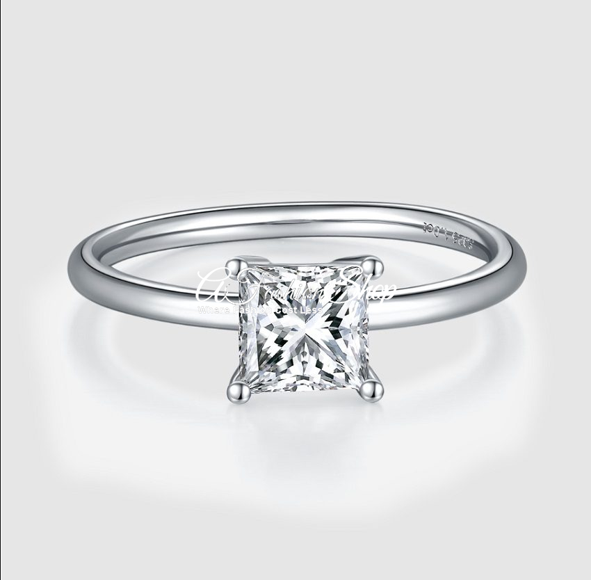 Women Princess Cut Moissanite Diamond Ring