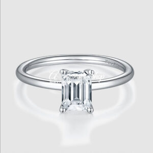 Women Emerald Cut Baguette Moissanite Ring