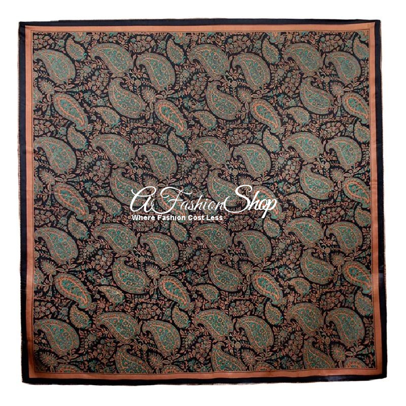 Serene Flora Silk Satin Scarf Blue Botanical - Image 5