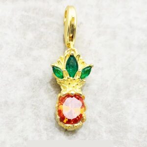 Golden Pineapple Crystal Charm Ring Clip