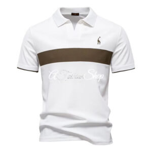 Slim Fit Polo V Neck Color Block White 4Colors!