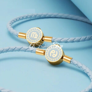 Premium Braided Leather Zodiac Color Sky Blue