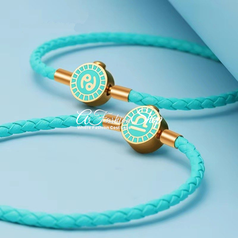 Hand-Woven Leather Fortune Bracelet Birth-Star Turquoise