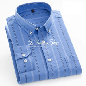 Men's Oxford Dress Shirt Vertical Dual Striped