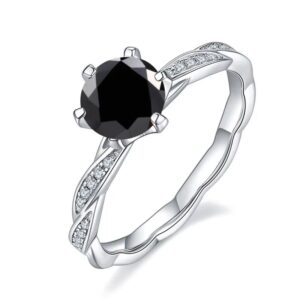 1.0Ct Black Moissanite Solitaire Wedding Ring Stone