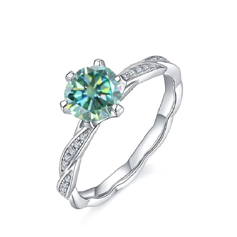 1.0Ct Green Moissanite Solitaire Wedding Ring Stone