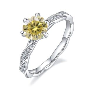 1.0Ct Yellow Moissanite Solitaire Wedding Ring Stone