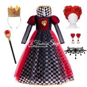 Queen of Hearts Halloween Dress And Hair Wig
