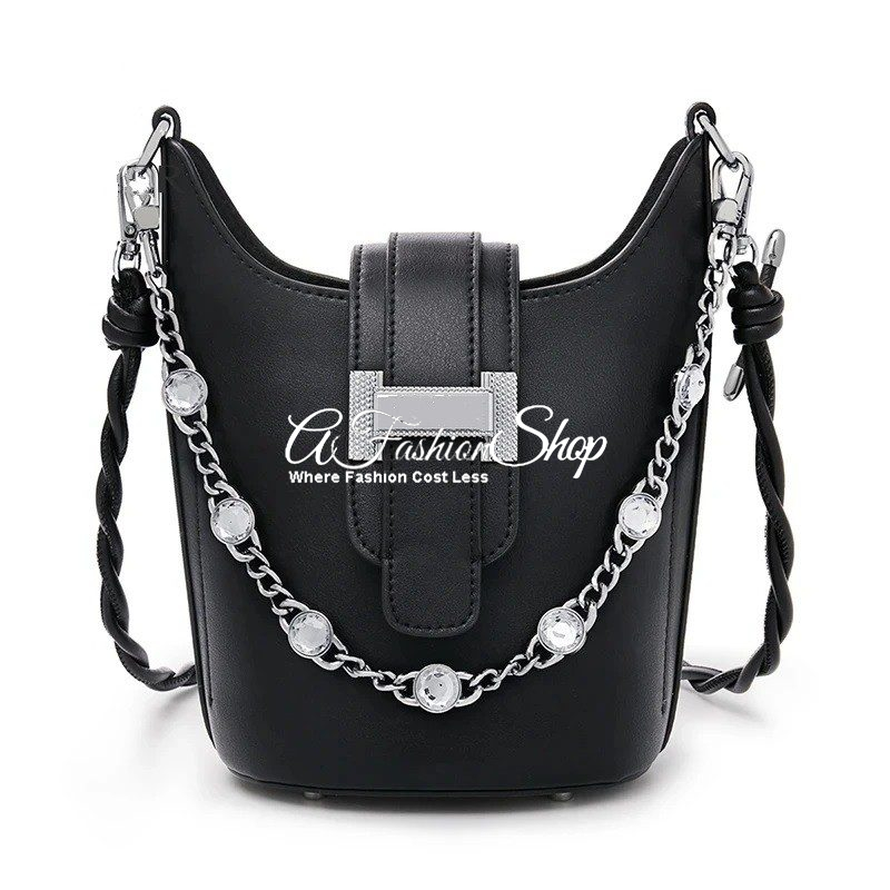 Black Leather Satchel Diamond Pattern - Image 7