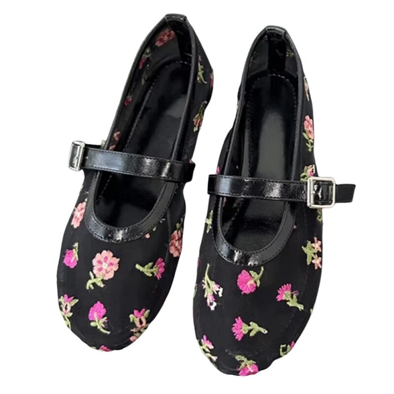 Enchanted Garden Mesh Sandals Floral Details - Image 3