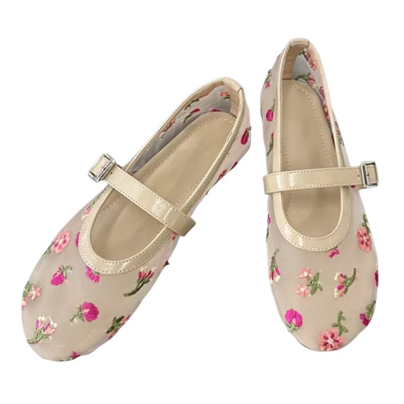 Enchanted Garden Mesh Sandals Floral Details - Image 4