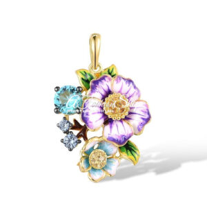 Vorkuta Blue Glass Floral Fashion Pendant