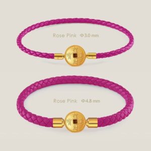 24K Gold Plated Chinese Coin Bracelet Fortune Pink