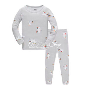 Girl's Pajamas Rainbow Unicorn Gray