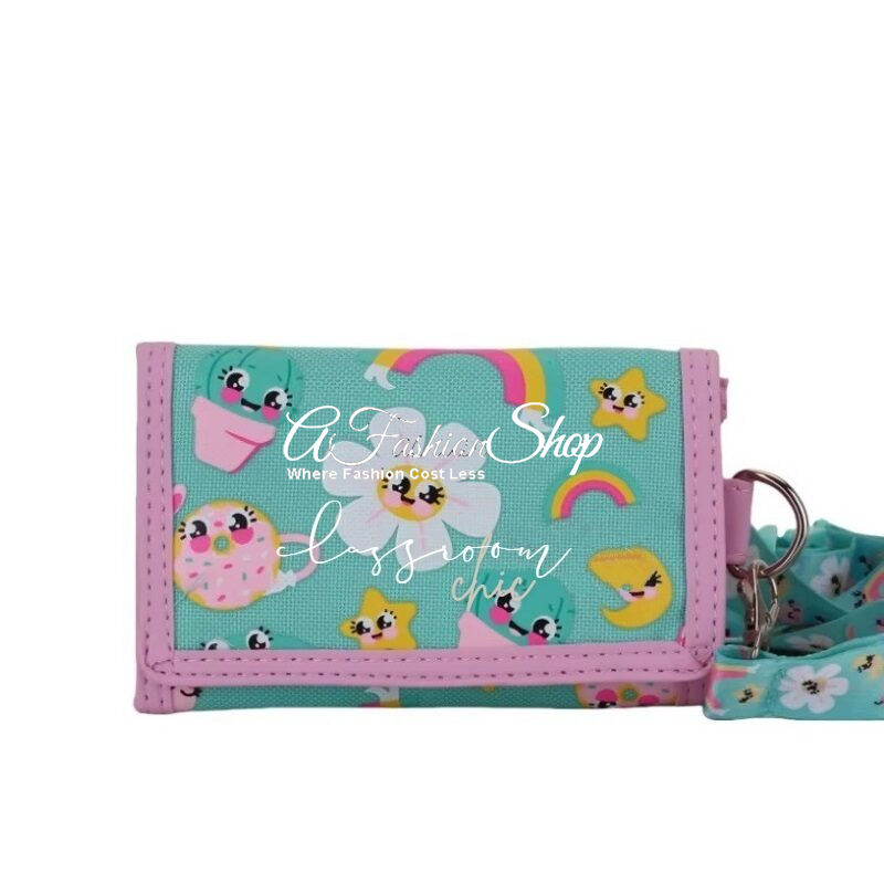 School Ready: Smiley Rainbow Wallet Lanyard