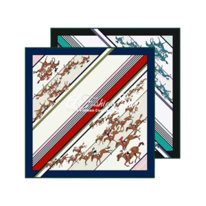 Double Print Equestrian Inspired Twill Silk - Blue