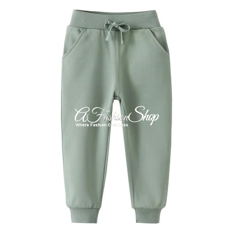 Cozy Fleece Jogger Pant Boy Girl Color Grey/Green - Image 2