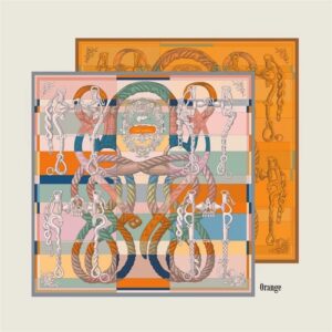 Multi Chain Pattern Silk Twill Scarf