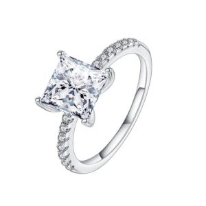 1.49ct Princess Cut Cubic Zirconia Silver Wedding Ring