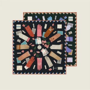 Roulette Jardin Silk Twill Scarf Black