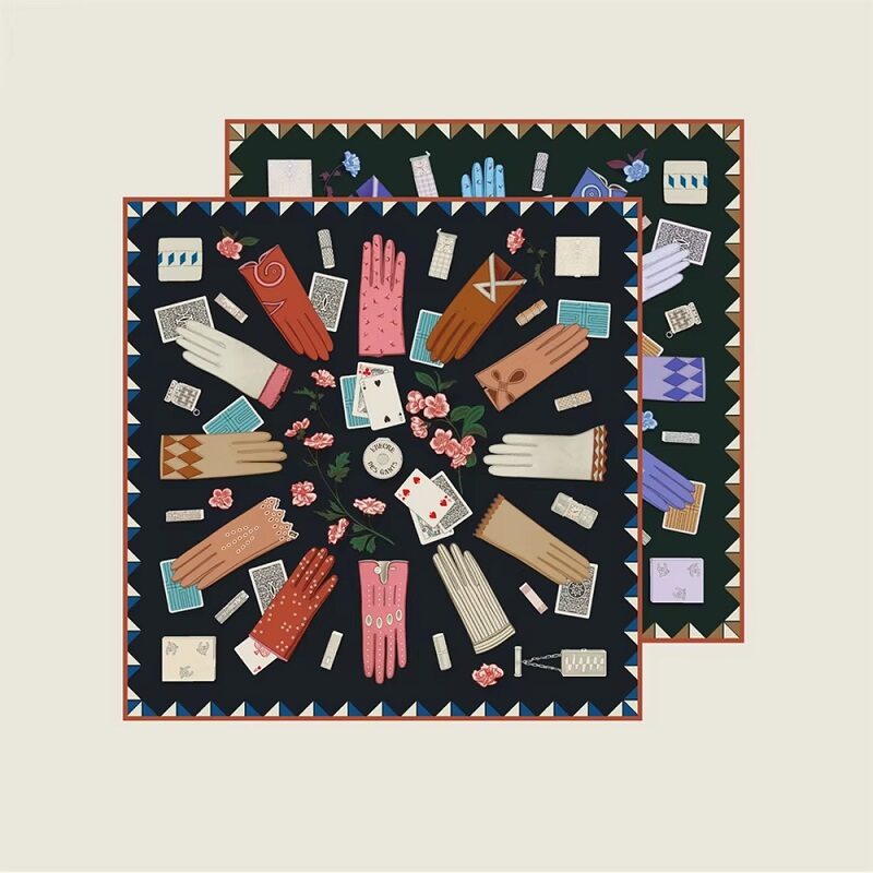 Roulette Jardin Silk Twill Scarf Black