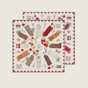 Roulette Jardin Silk Twill Scarf Off White Beige
