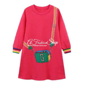 Jolie Girl Sweatshirt Dress With Sling Bag Girl