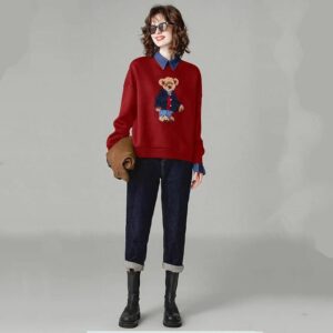 Layered Look Sweater Vest Burgundy/Navy