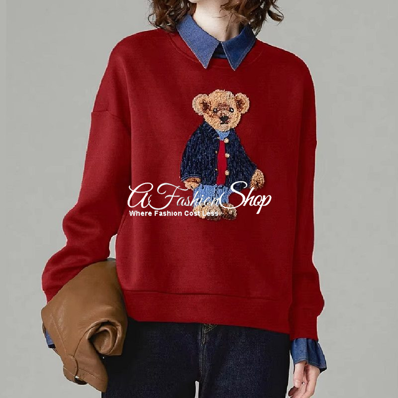 Layered Look Sweater Vest Burgundy/Navy - Image 2