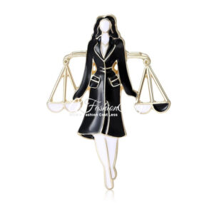 Lady Counsel Black n White Enamel Brooch