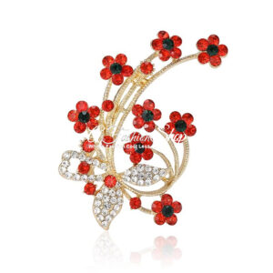 Red Floria Bouquet Brooch