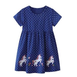 Polka Dots Dress Unicorn Short Sleeve
