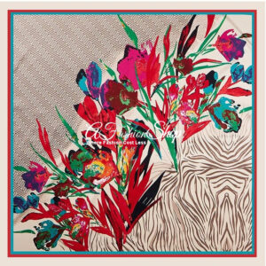 Anya Batik Silk Scarf Ruby/Azure/Camellia
