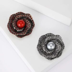 Vogue Inspired Red Pearl Antique Brooch