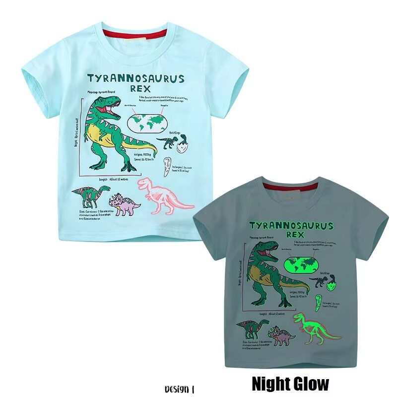 Night Glow Boys T-Shirt T-Rex Dinosaur