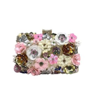 Golden Petal Embellished Clutch Bag