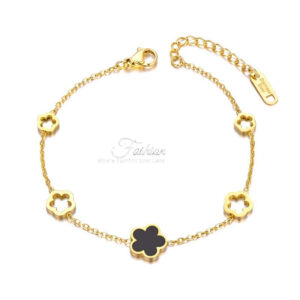 Five Petals Charm Gold Color Bracelet