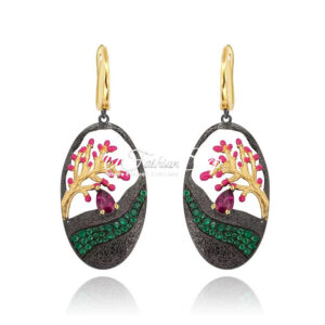 Floral Glam Rhodolite Garnet Earring