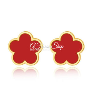 Five Petals Enamel Jewelry Gold Color Earring