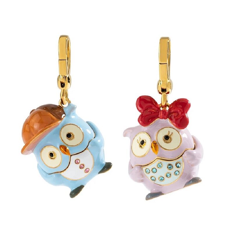 Blue Owl Pink Owl Couture Pendant With Necklace