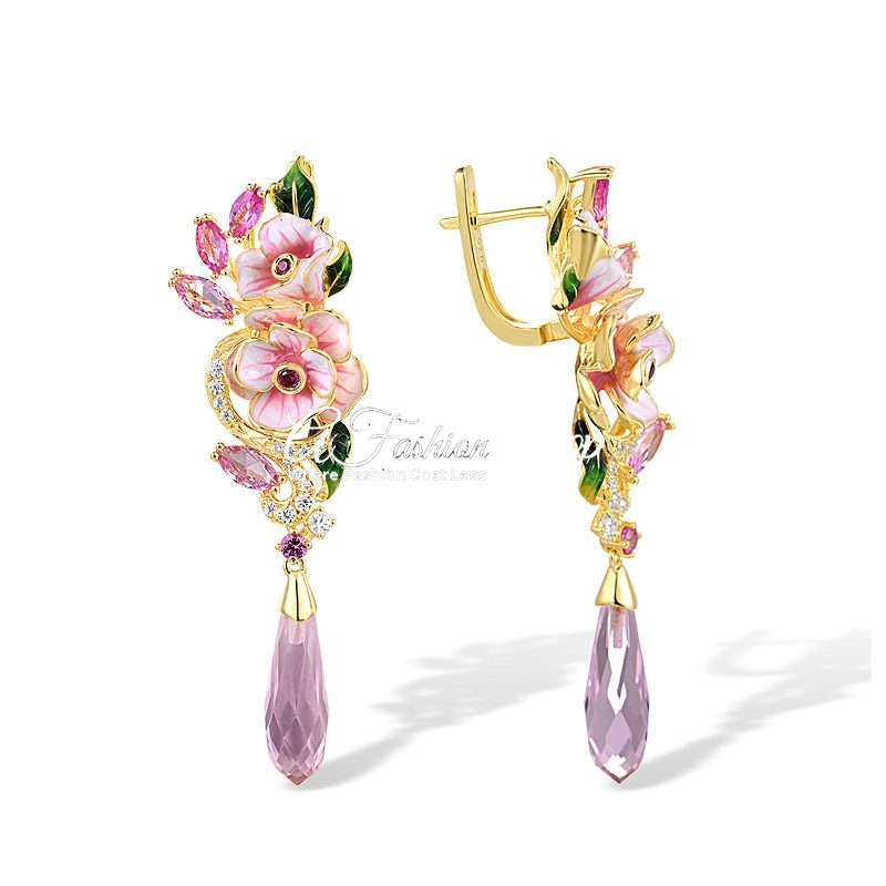 Lily Dangling Earring Pink Sapphire