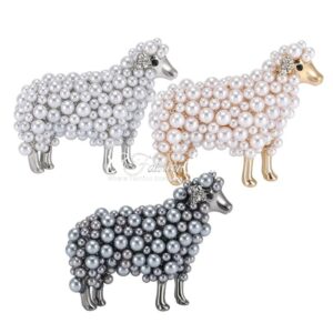 Bestie's Pearl Sheep Brooch Colored Pearl
