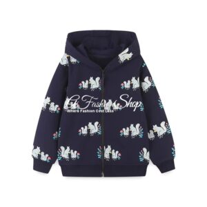 Kids' Zip-up Hoodie Chipmunk Color Black